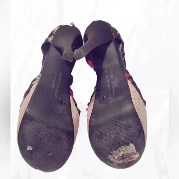 Chinese Laundry purple black print stiletto espadrille patterned heels 8.5 - Picture 4 of 4